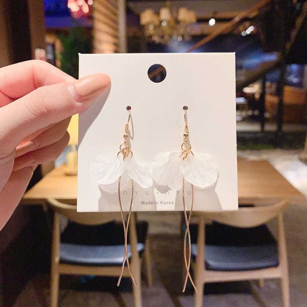 Floral Earrings with Gold Tassels